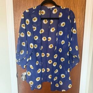 Rebel Sugar Blue Floral Sheer Blouse